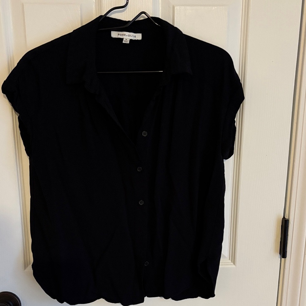 Rose & Olive Classic Black Button Down Shirt